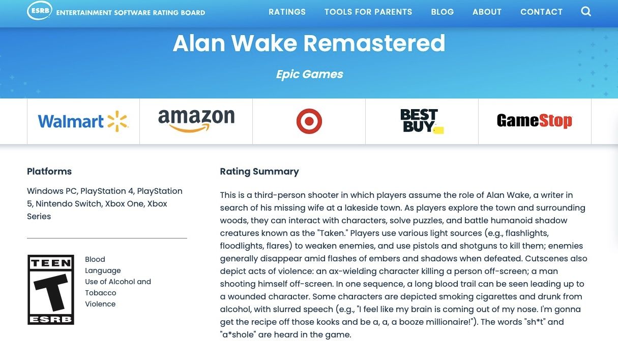 alan wake remastered rating