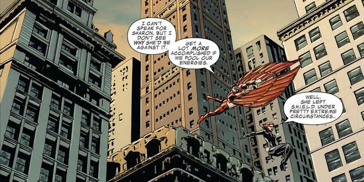Sam Wilson Stories From The Comics That MCU Never Cared To Adapt 3 Falcon flying alongside Black Widow in Captain America Burden of Dreams.jpg?q=50&fit=crop&w=740&h=370&dpr=1