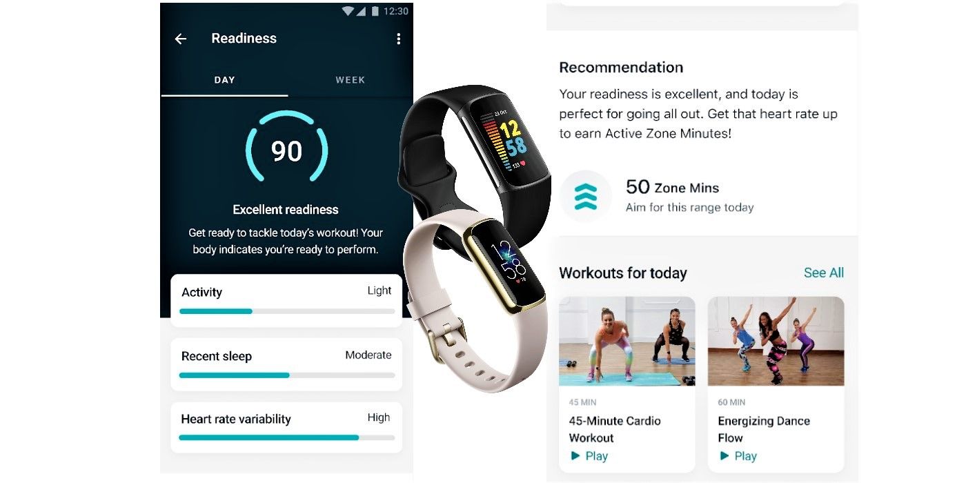Menu Fitbit Premium Daily Readiness Score avec Fitbit Charge 5 et Luxe