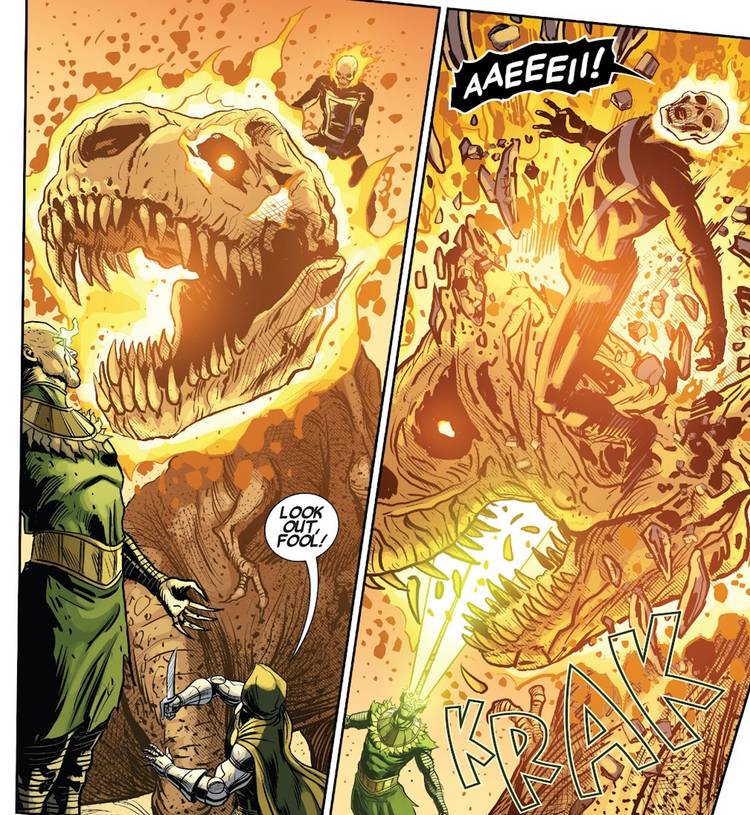 Ghost Rider Trades His Motorcycle For A Dinosaur (Literally)