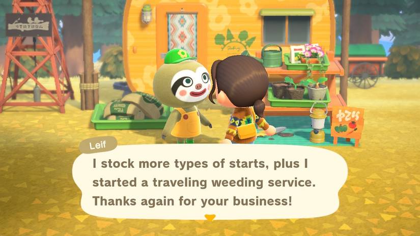 Leif can set up shop on Harv's Island and sell new crop starters in Animal Crossing New Horizons update