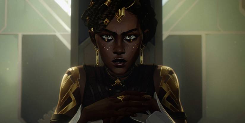 Mel frowning and looking pensive in Netflix's Arcane