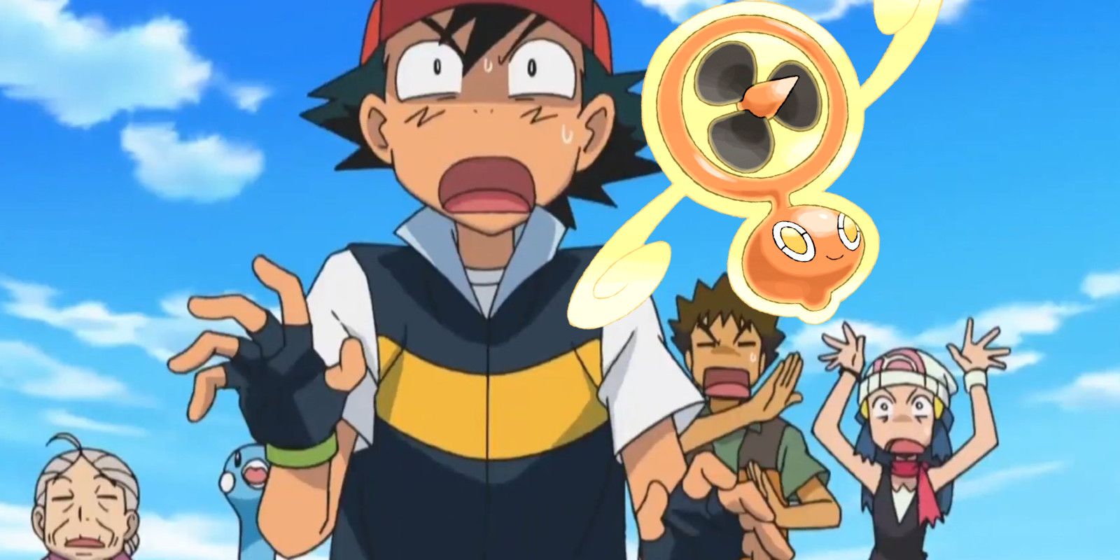 Rotom Fan and Ash Ketchum in Pokemon