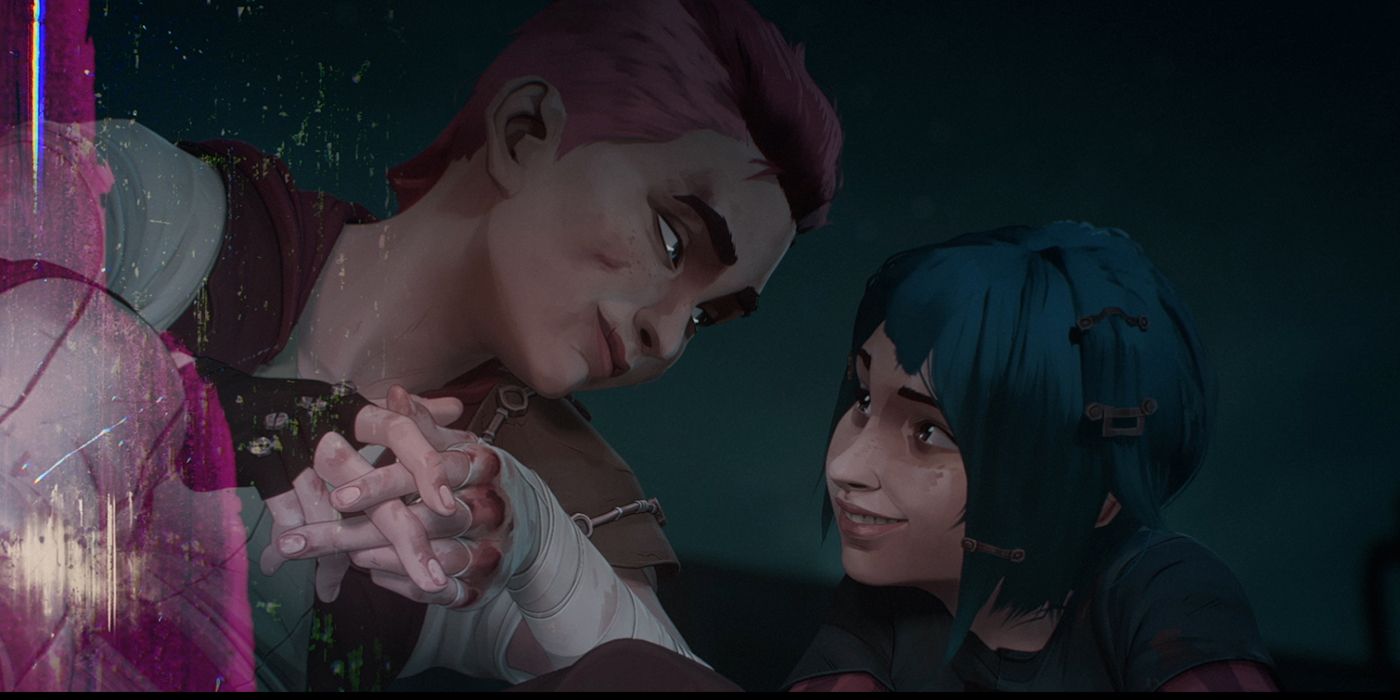 Vi holding Powder's hand in Arcane