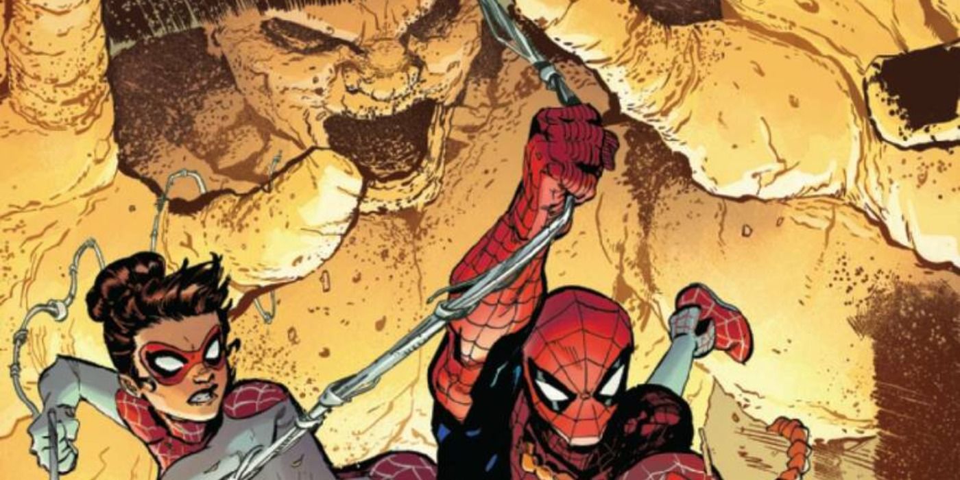Sandman attacks Spider Man in Renew Your Vows comic.