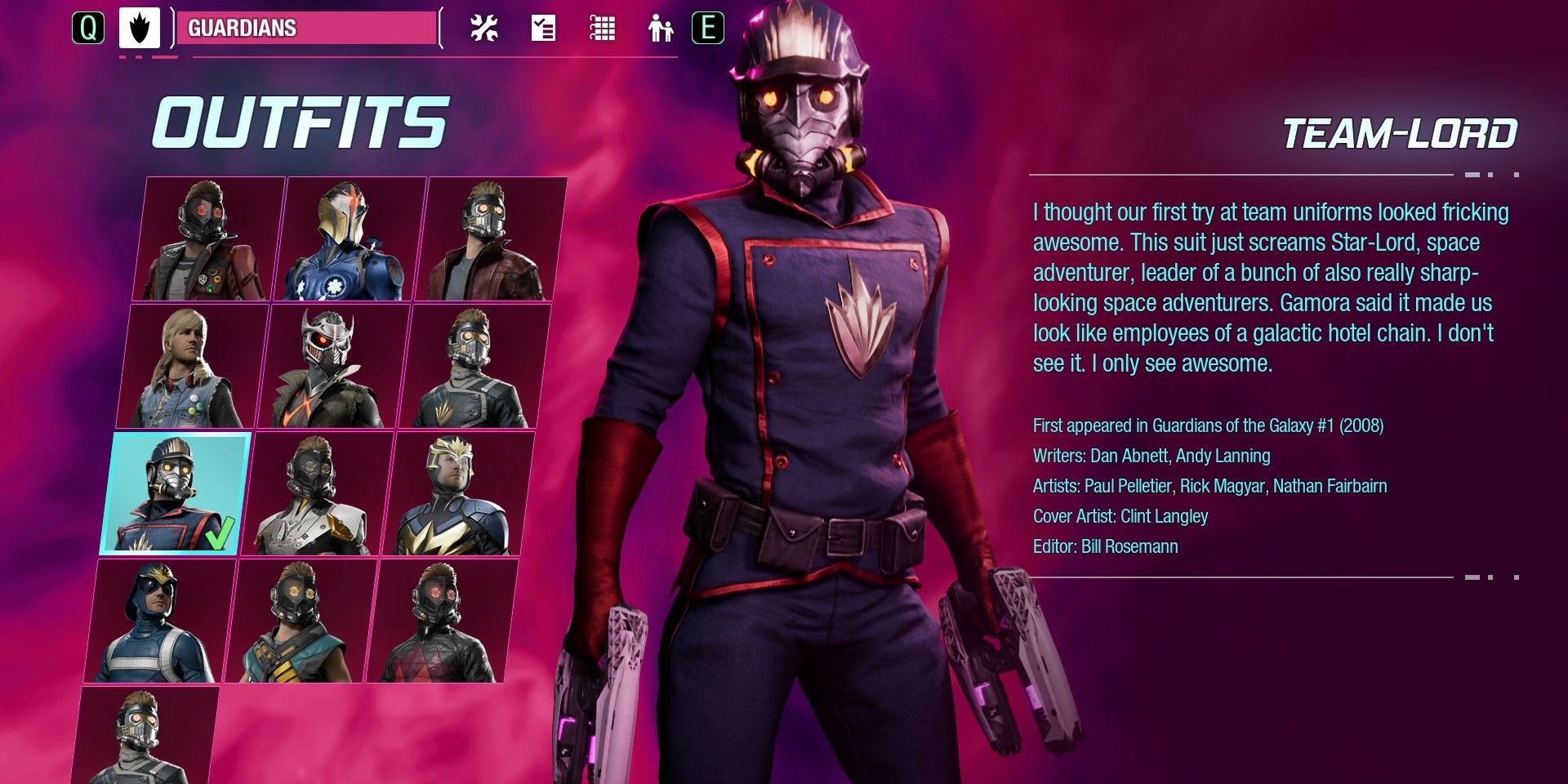 All Marvels Guardians Of The Galaxy Game Outfits