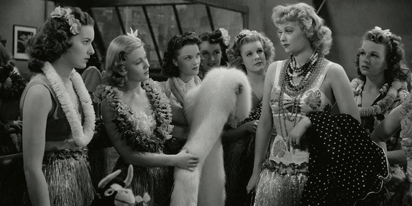 The cast of Dance Girl Dance with Lucille Ball in the foreground