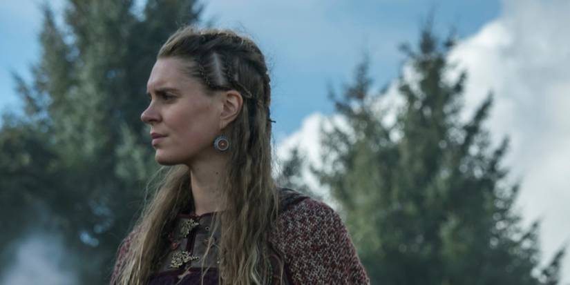 Gunnhild looking sideways in a still from Vikings