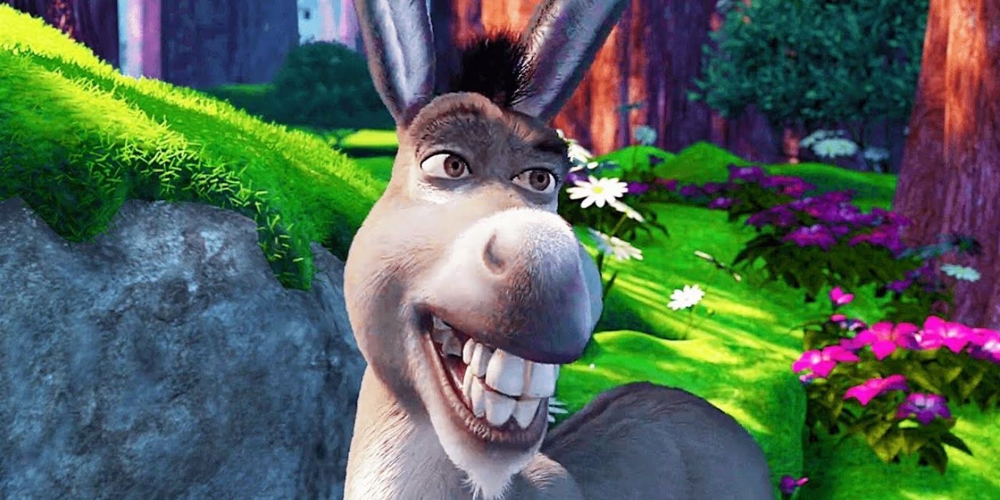 Donkey smiling in the woods on Shrek