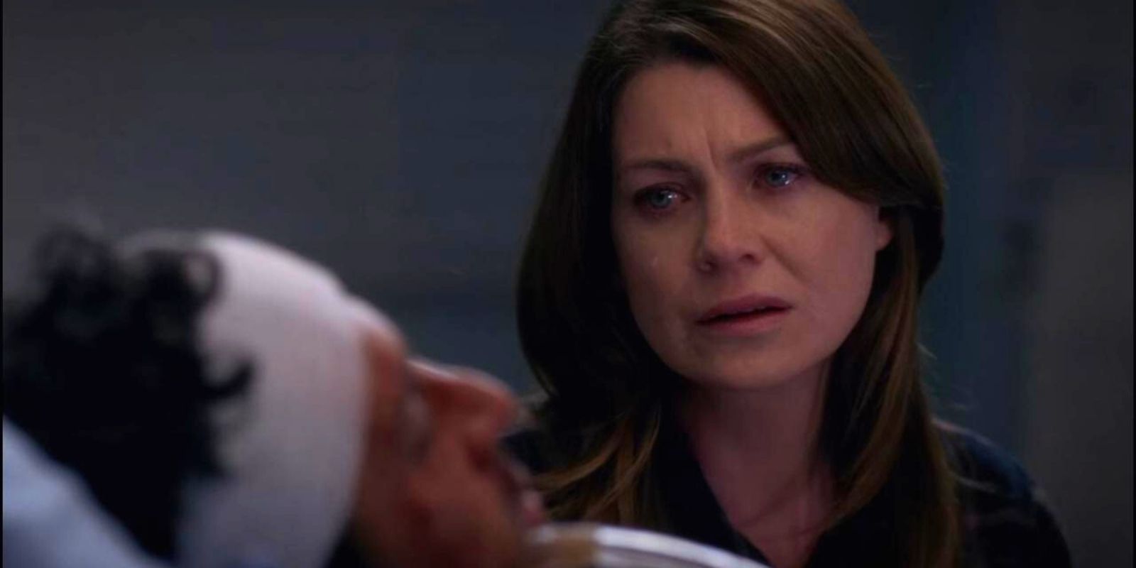 Ellen Pompeo as Meredith at Derek's death on Grey's Anatomy