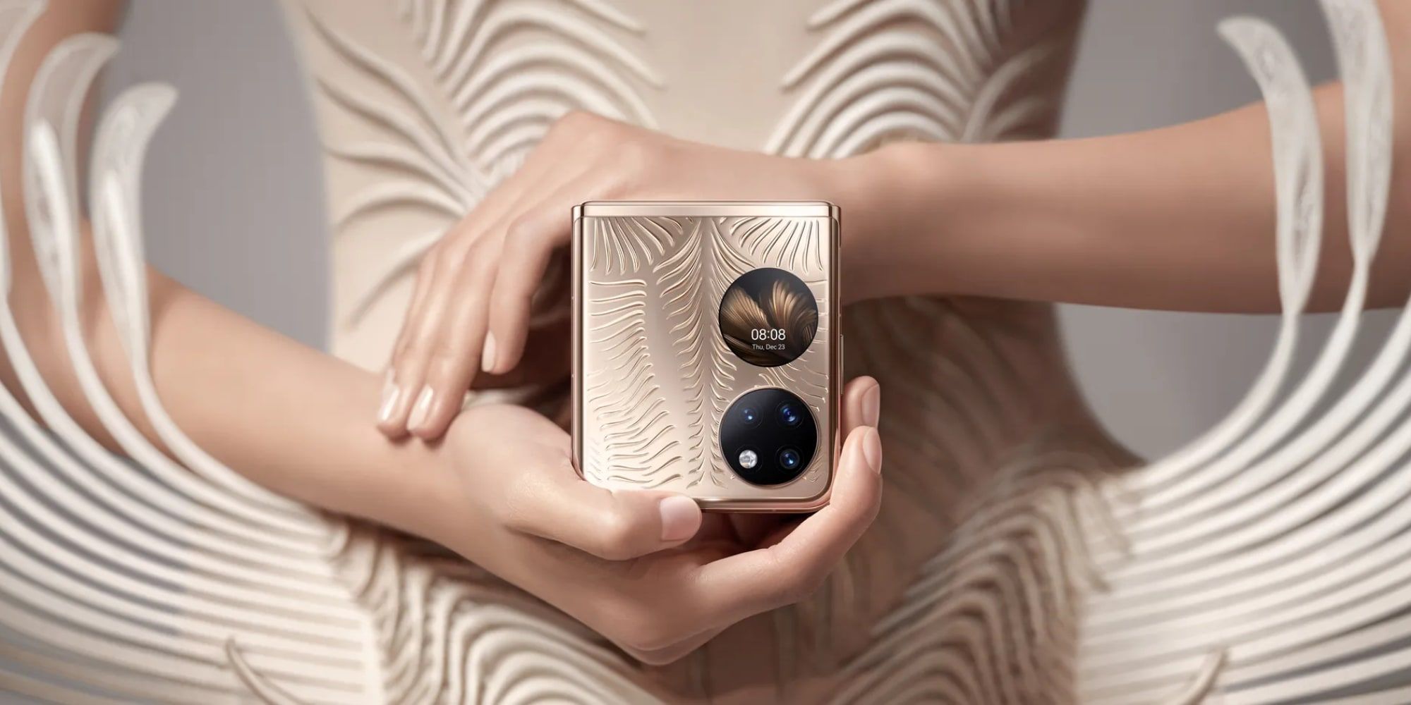 【新品未使用】HUAWEI P50 Pocket 芸術定制版 512GB 盛光金 Huawei-P50-Pocket-Folded-