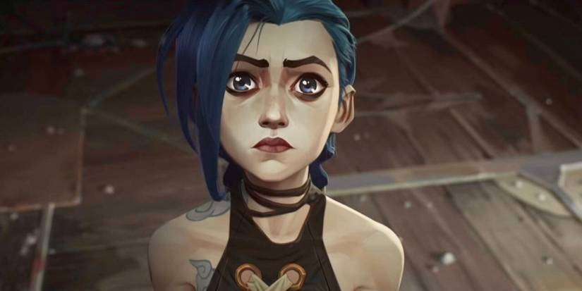 Jinx/Powder looking up with a confused expression in Netflix’s Arcane.