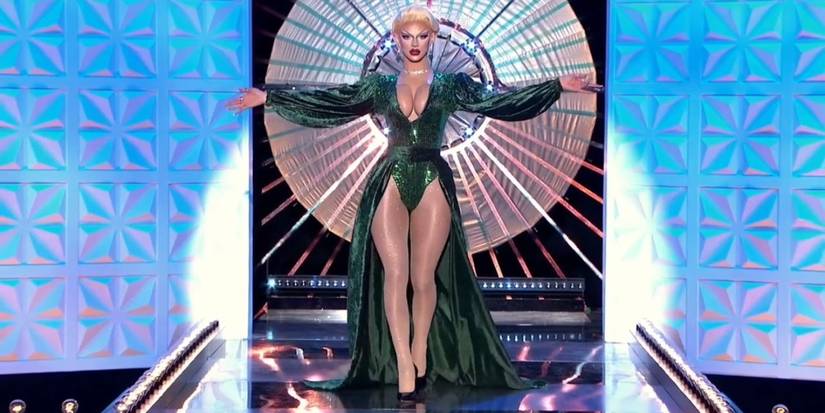 rupaul green dress Allegra Satin Tie Shoulder Bridesmaid Dress main image 1