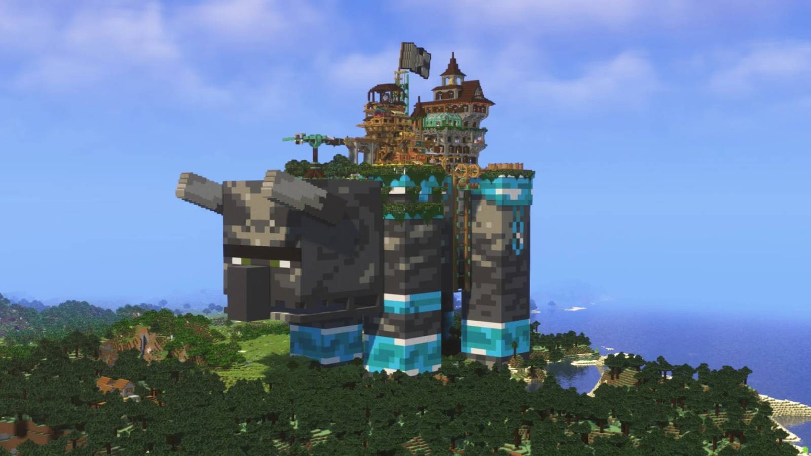 Massive Minecraft Ravager Build Has A Whole Base On Its Back