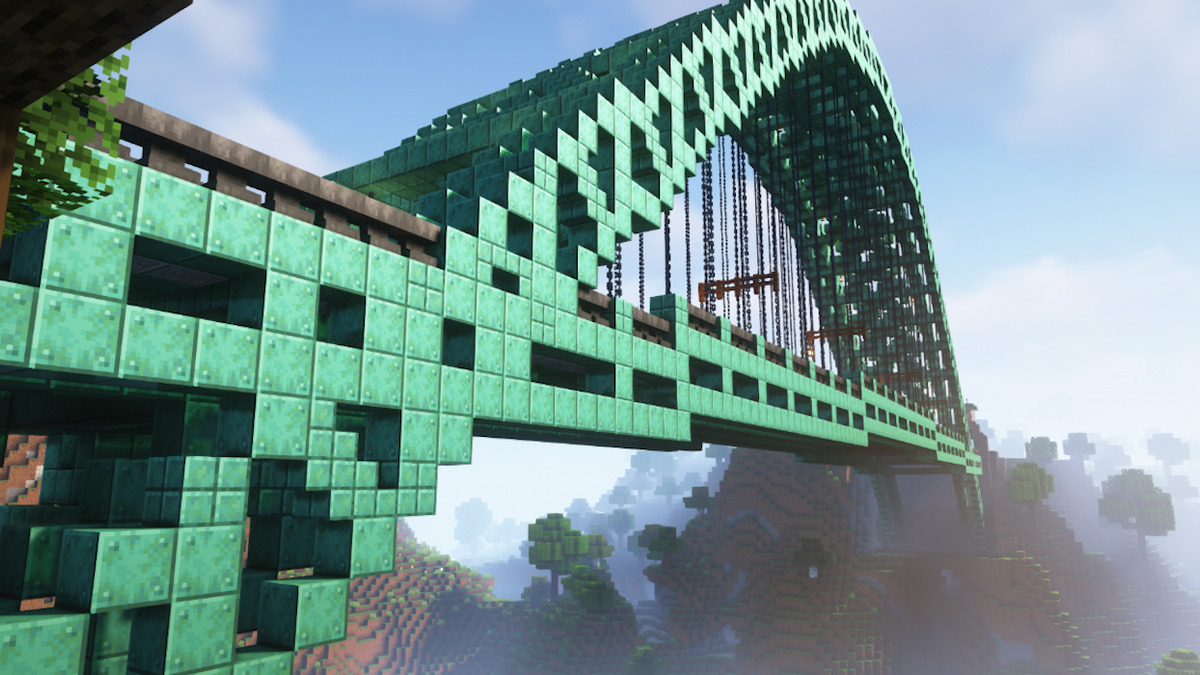 Minecraft 1.18 Player Builds Massive Bridge Out Of Copper Blocks