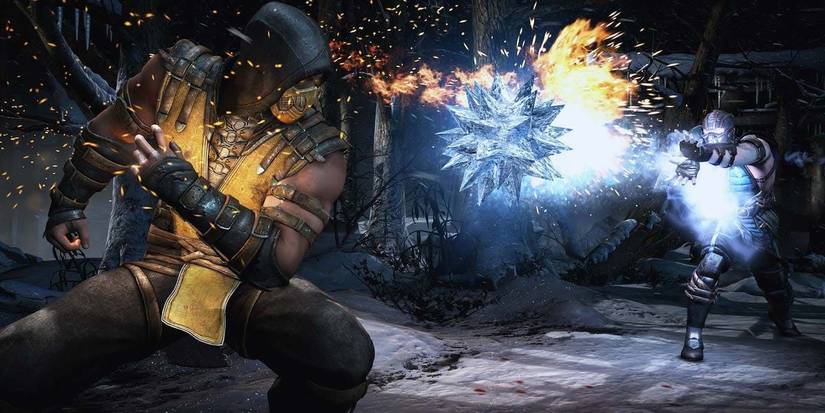 Scorpion fighting Sub-Zero in Mortal Kombat X
