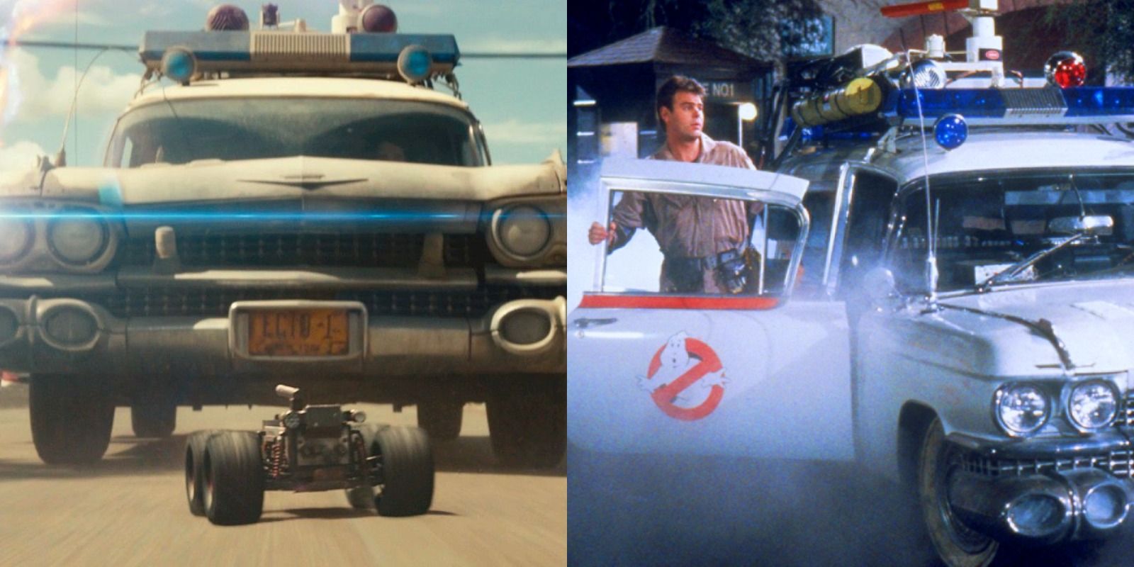 Split-image-of-Ecto-1-driving-through-Summerville-in-Ghostbusters-Afterlife-and-the-Ghostbusters-disembarking-Ecto-1-in-Ghostbusters-1984.jpg