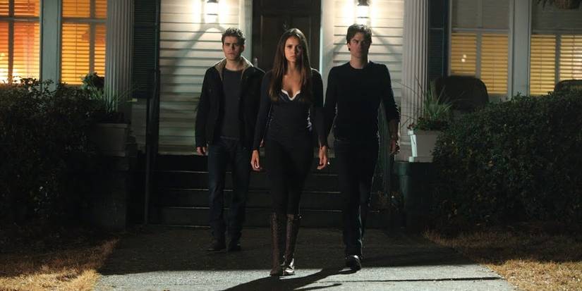 Stefan, Elena, and Damon in The Vampire Diaries