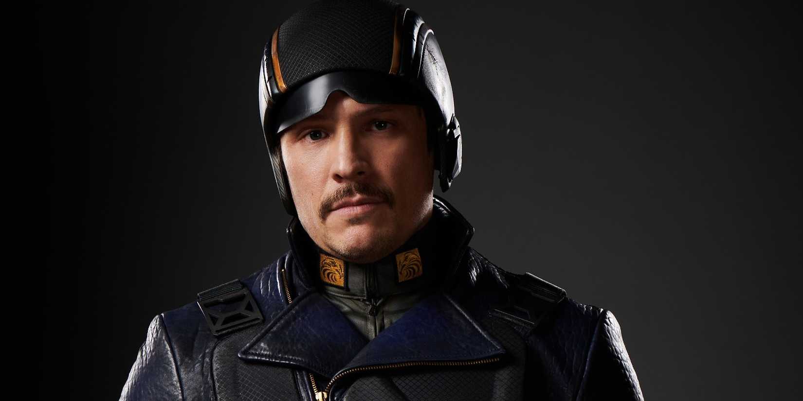 Nick Wechsler in Blue Hawk costume in The Boys