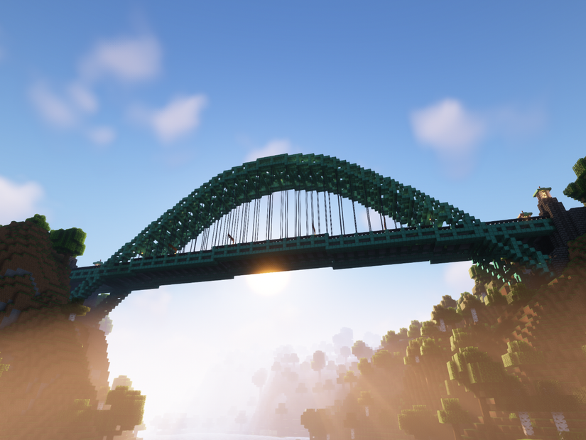 Minecraft 1.18 Player Builds Massive Bridge Out Of Copper Blocks