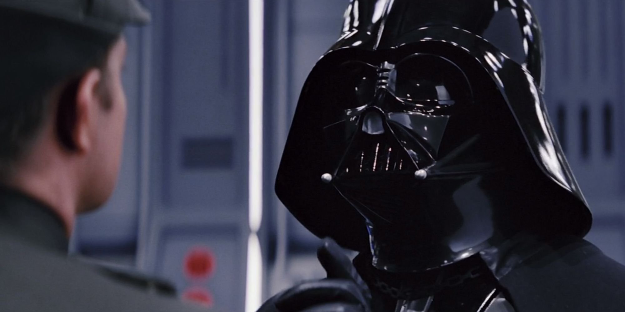 Darth Vader chastizing the commander aboard the Death Star II in Return Of The Jedi