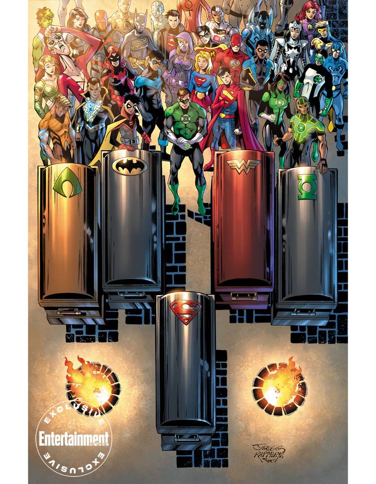 Superman, Mulher-Maravilha, Caçador de Marte, Arqueiro Verde, Aquaman, John Stewart, Mulher-Gavião, Canário Negro e Zatanna; DC Comics; Liga da Justiça
