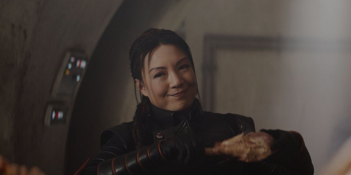 Fennec Shand Ming Na Wen enjoying the trappings in The Book of Boba Fett