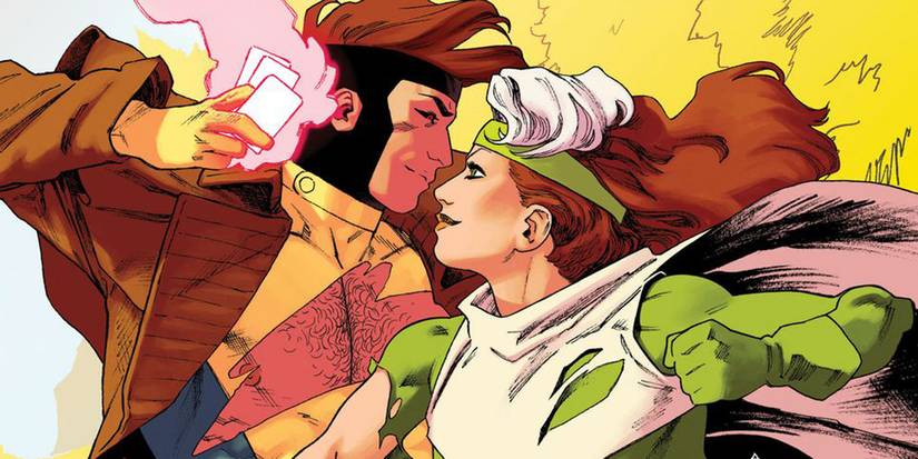 Gambit and Rogue flirting in Marvel comics.