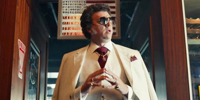 Jesse Gemstone walking into the restaurant in The Righteous Gemstones.