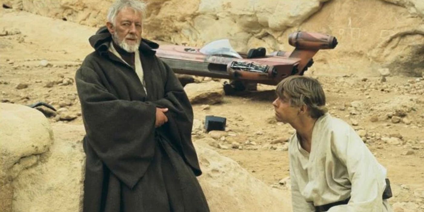 Obi Wan talking to Luke Skywalker in Star Wars