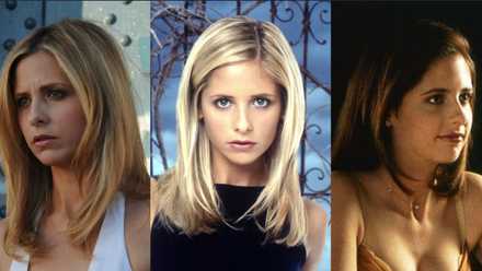 Split image of Sarah Michelle Gellar in Veronika Decides to Die, Buffy the Vampire Slayer, and Cruel Intentions.