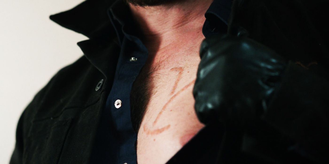The Yellowstone brand on Rip's chest 