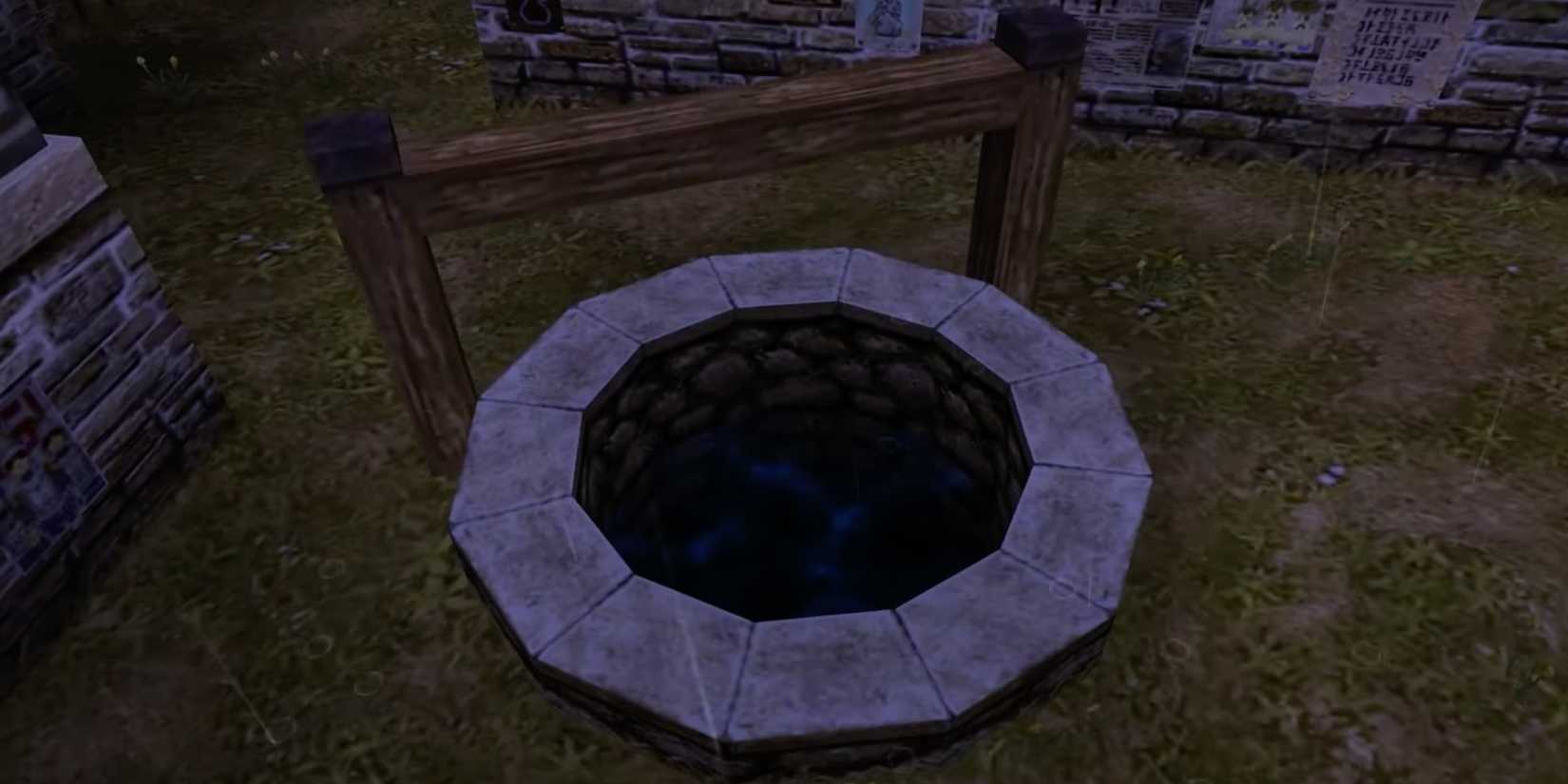 Overhead view of the well in Kakariko Village.