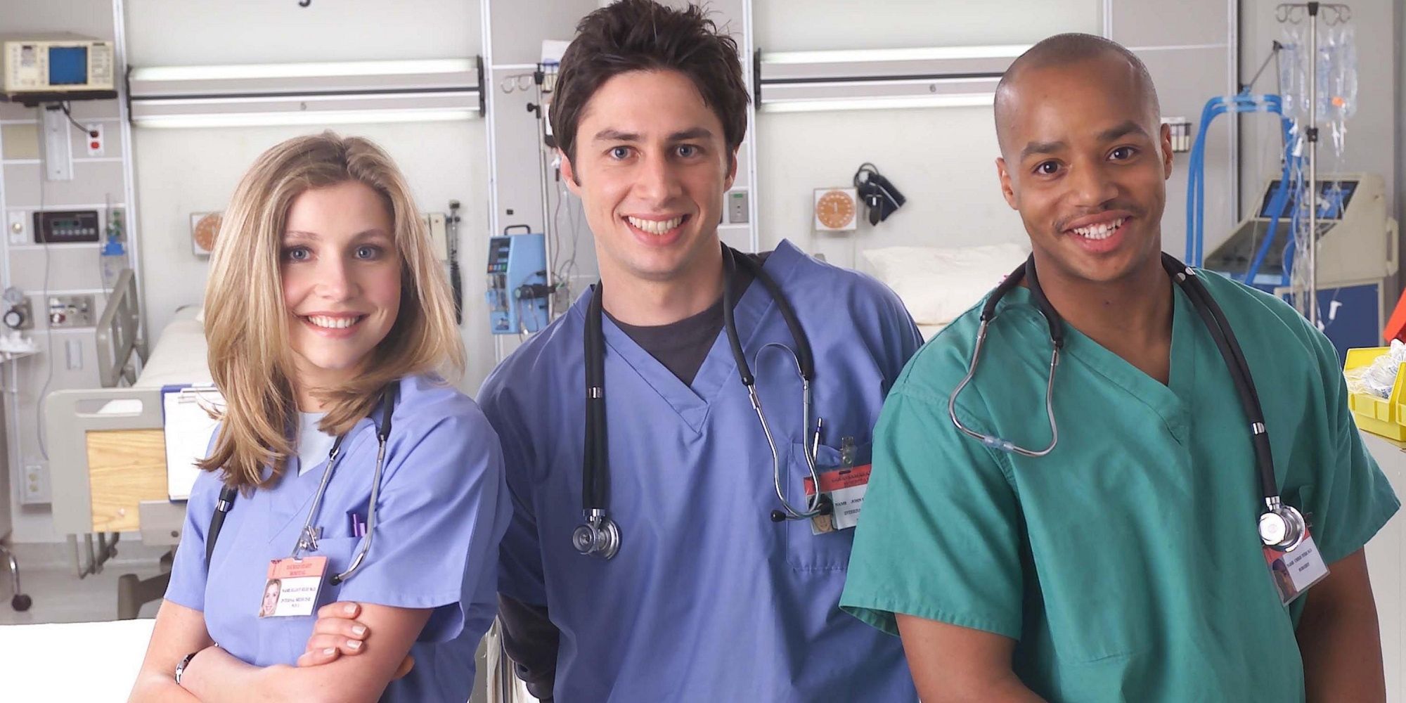 Elliot JD and Turk smiles for a photo in Scrubs Cropped