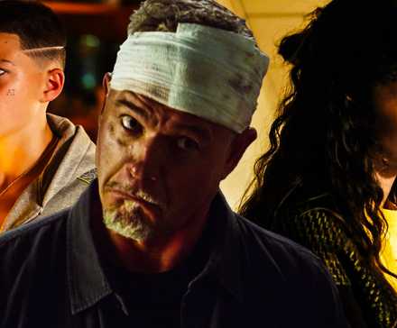 Композитное изображение Кала с повязкой на голове, печально смотрящего, и Астра, выглядящего испуганным, и Ру, смотрящей с ожиданием в *Euphoria*