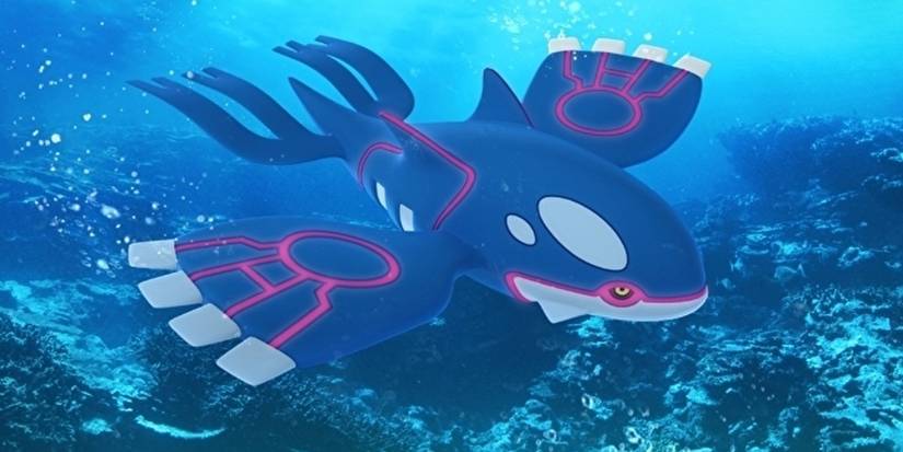 Kyogre swimming in the ocean in promo art for Pokémon GO