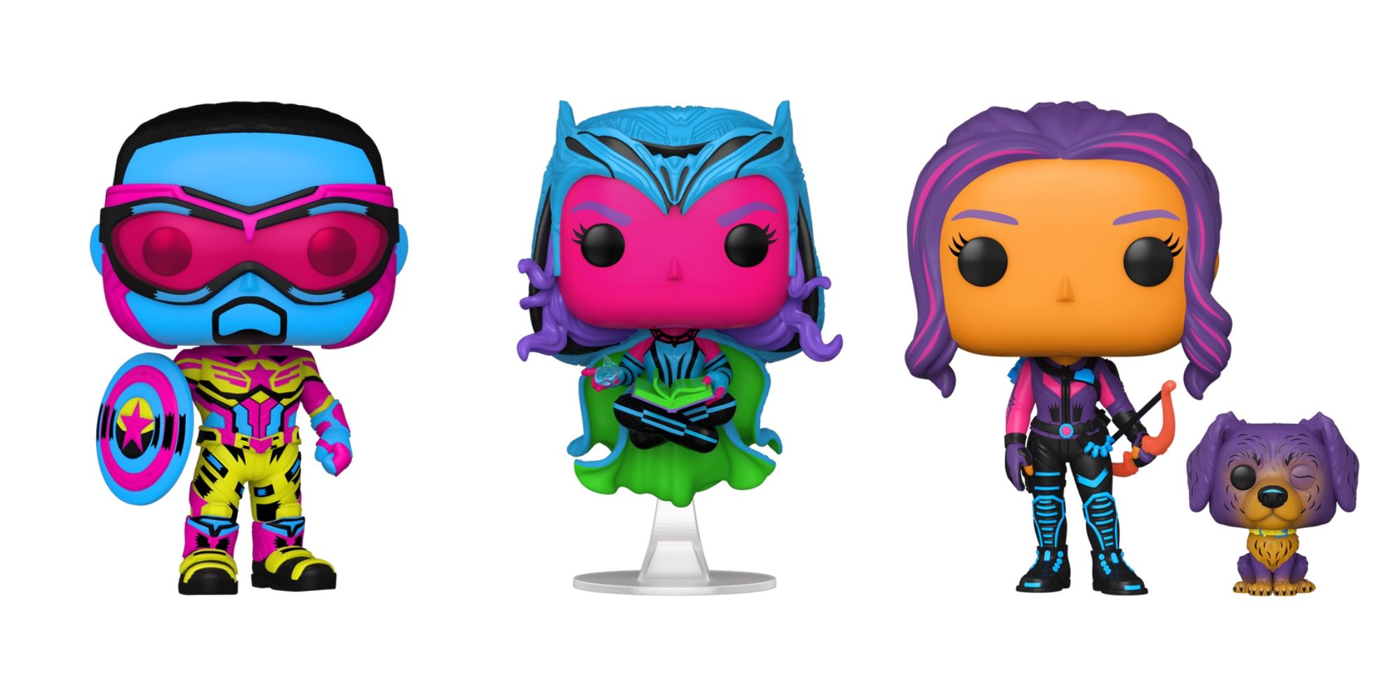 MCU Phase 4 Heroes & Villains Get Blacklight Funko Figures & Merch