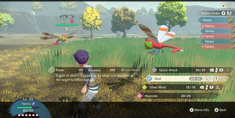 Pokémon Legends: Arceus screenshot of abilities for a Yanma