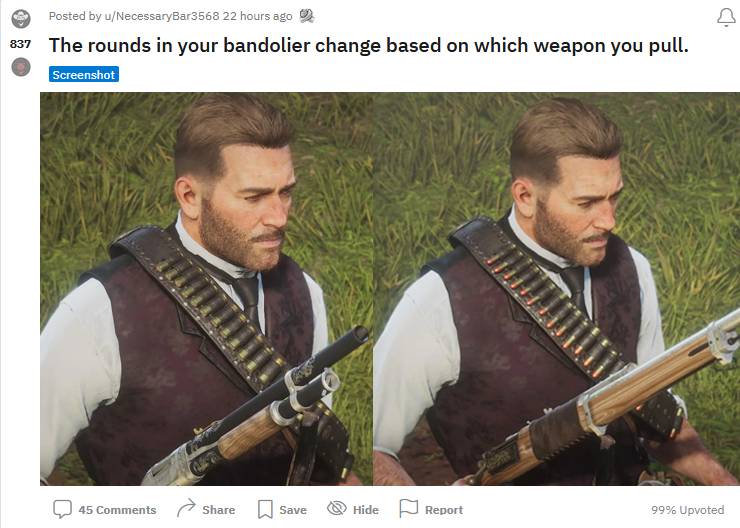 Red Dead Redemption 2 Fan Notices Clever Bandolier Detail