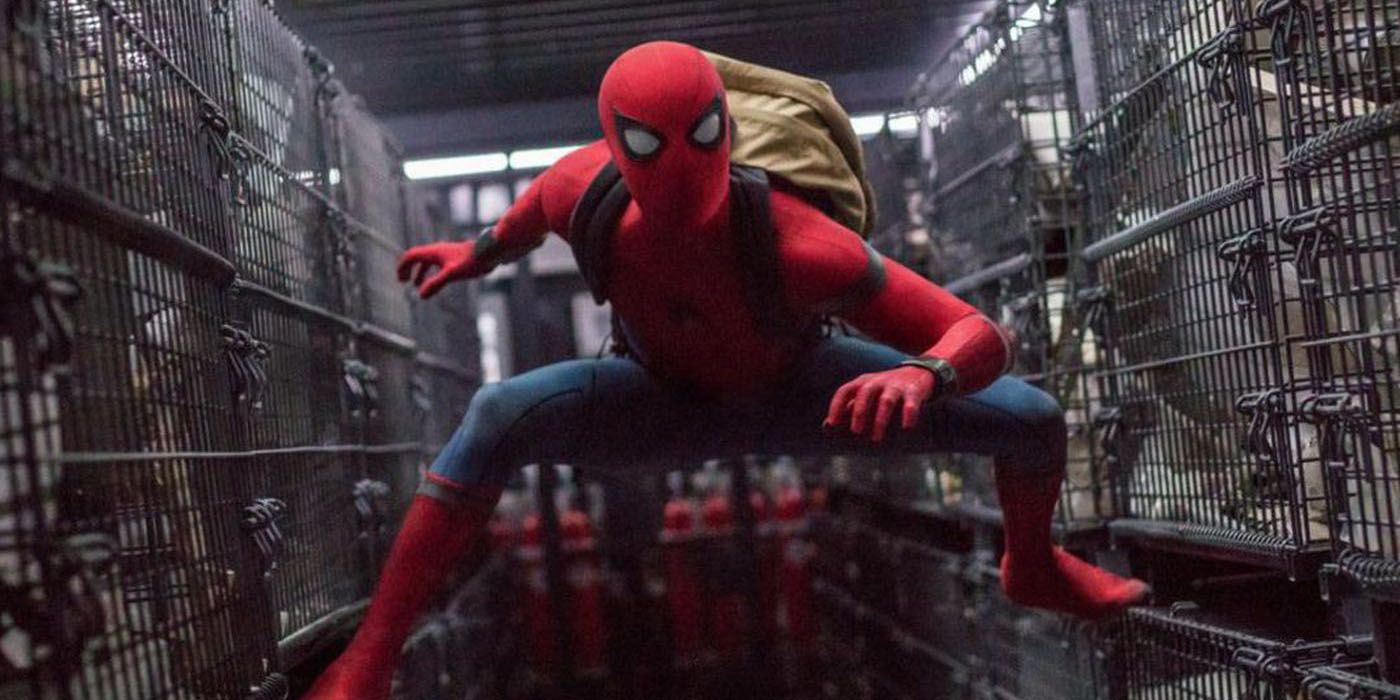 Spider Man in a warehouse in Homecoming