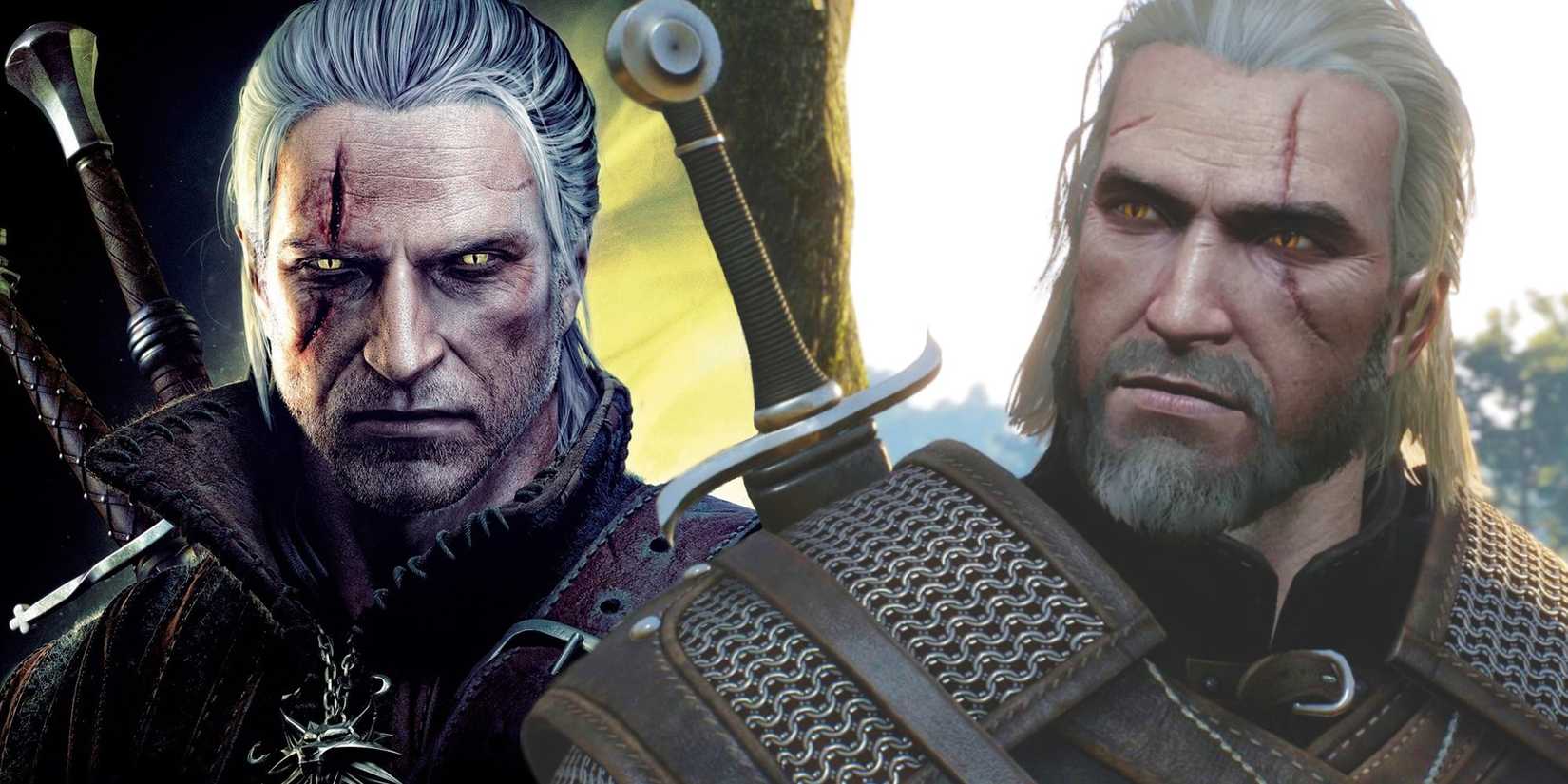 Geralt of Rivia next to himself in The Witcher 2: Assassin of Kings And Witcher 3 Wild Hunt