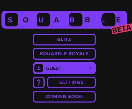 Beta-Board für das Online-Spiel Squabble