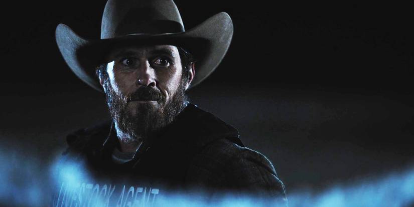 Lee Dutton looks at Kayce (off-camera) in Yellowstone