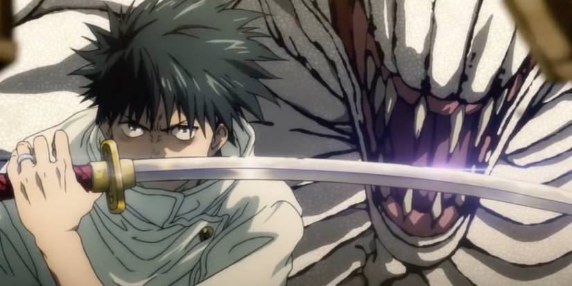 Yuta brandissant son katana avec Rika en soutien contre Geto