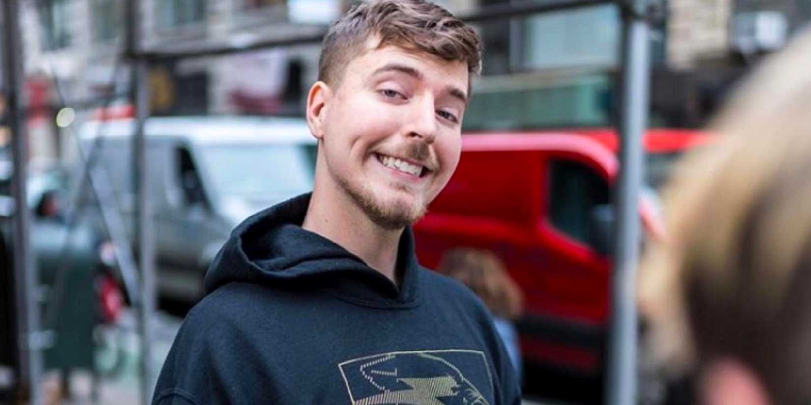 MrBeast grins on the street
