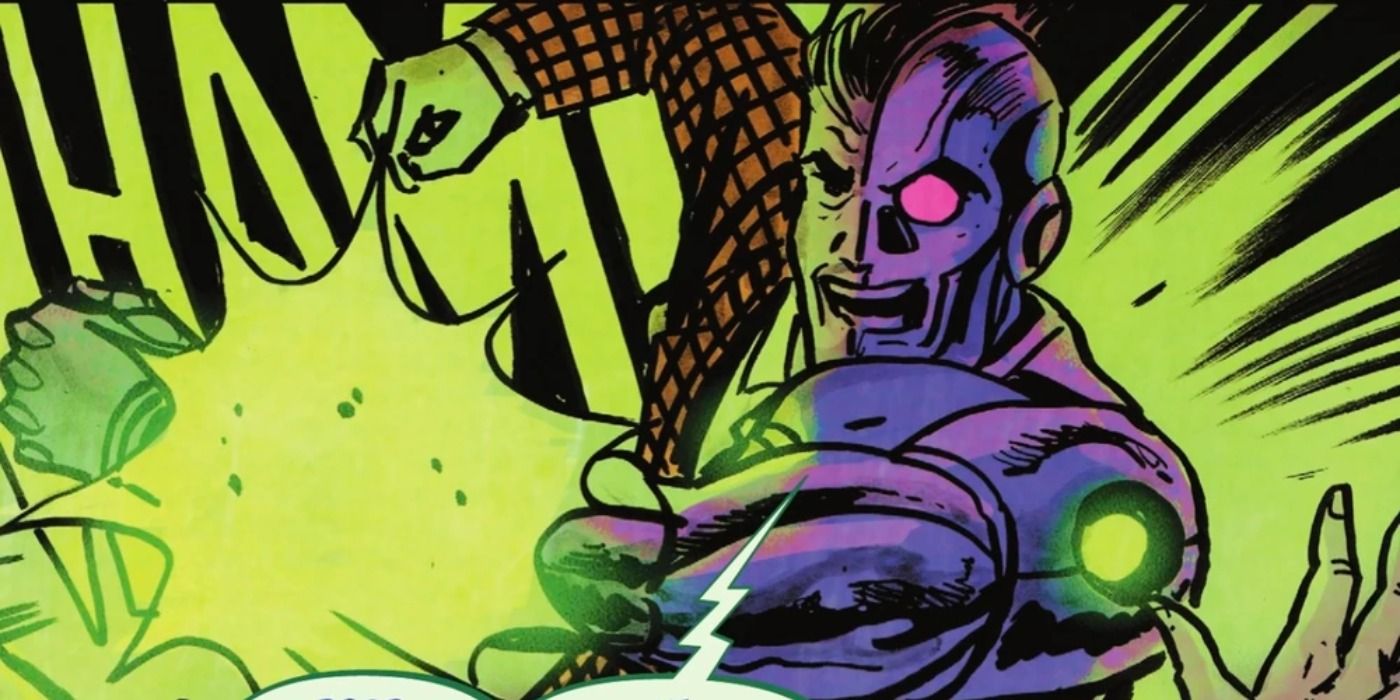 A cyborg Harvey Dent attacks in DC Comics.