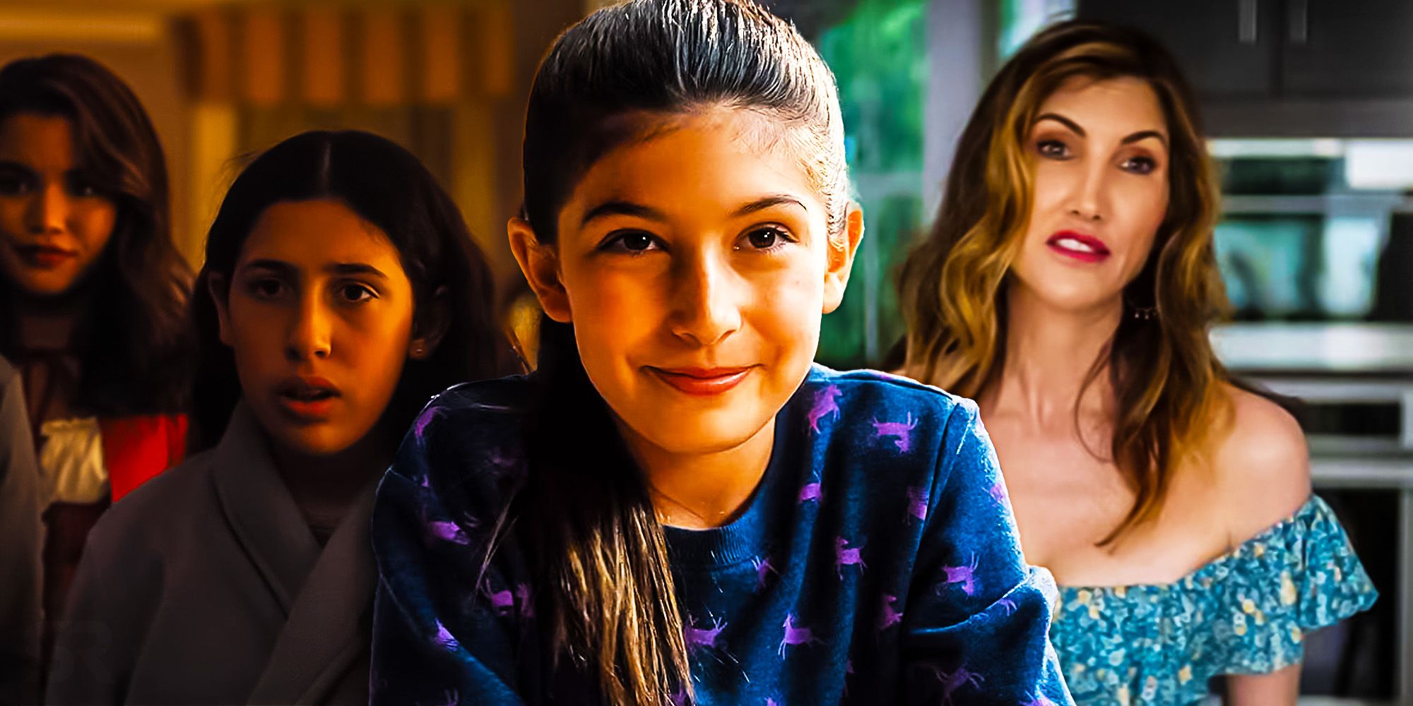 Collage of Sadie, Sunny, and Jackie Sandler in various Adam Sandler films