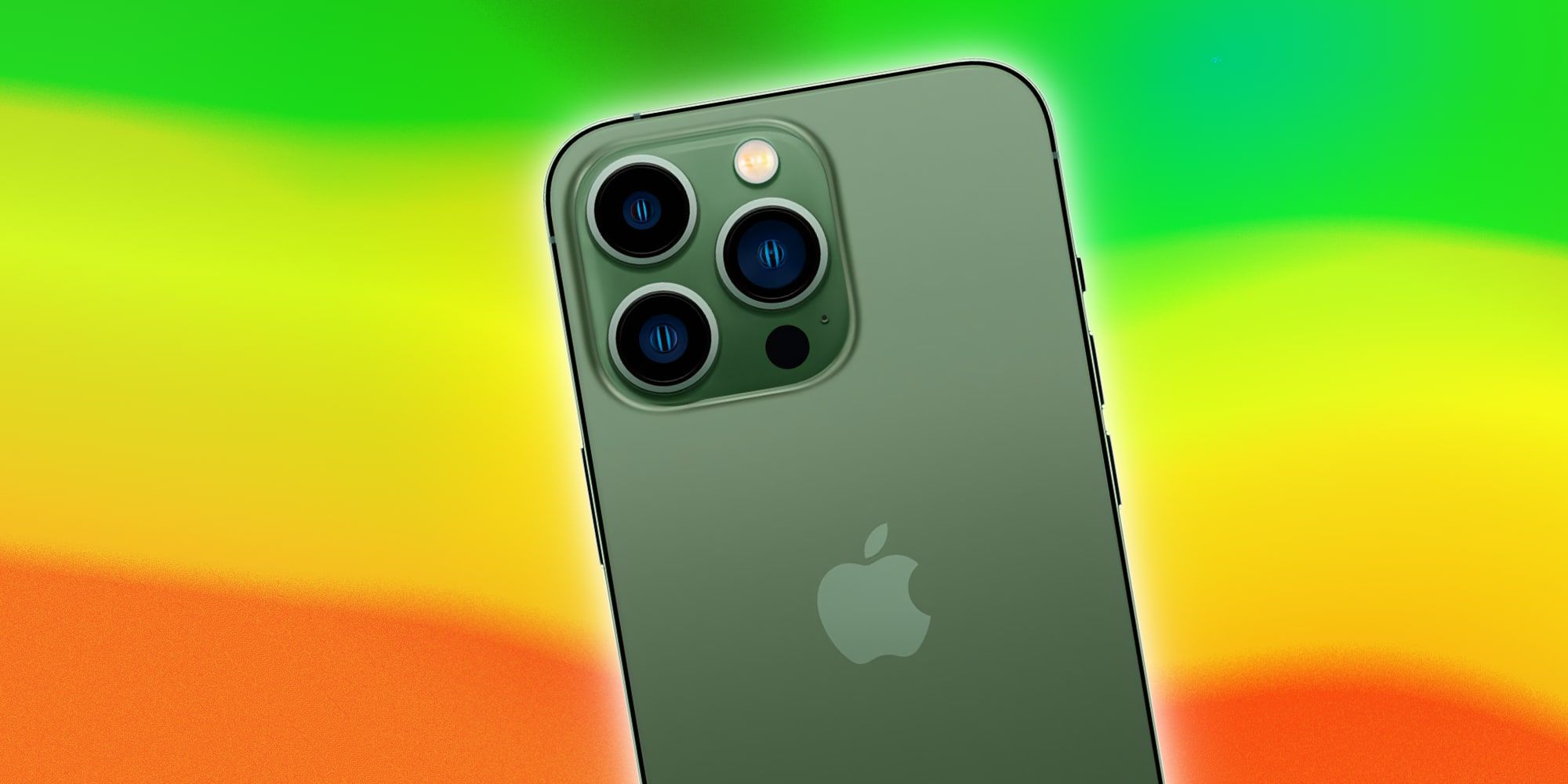 Apple iPhone 13 Pro Green Over Orange Yellow Green BG Battery Colors
