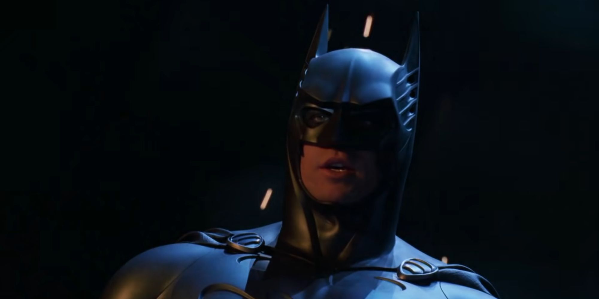 Batman in his sonar Batsuit talking to Riddler in Batman Forever