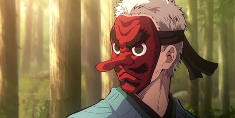 Urokodaki wearing a mask in Demon Slayer